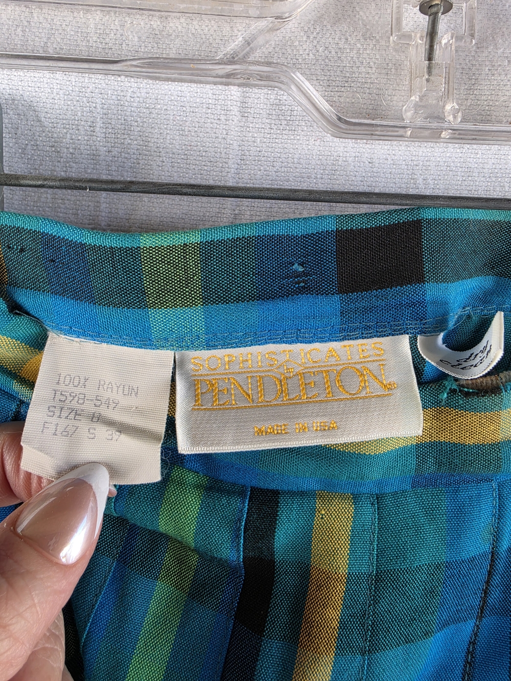 Vintage Pendleton Sophisticates Blue Plaid Pleated Skirt Women’s Size 8 USA - Picture 5 of 6
